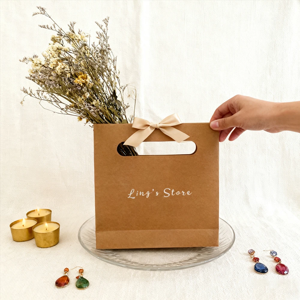 

Персонализированный логотип, изысканные ювелирные изделия, сумка с крафт-ручкой 18x8x18 см, 30x8x30 см, косметические сумки для покупок, путешествий, парфюмерии, подарочная упаковка