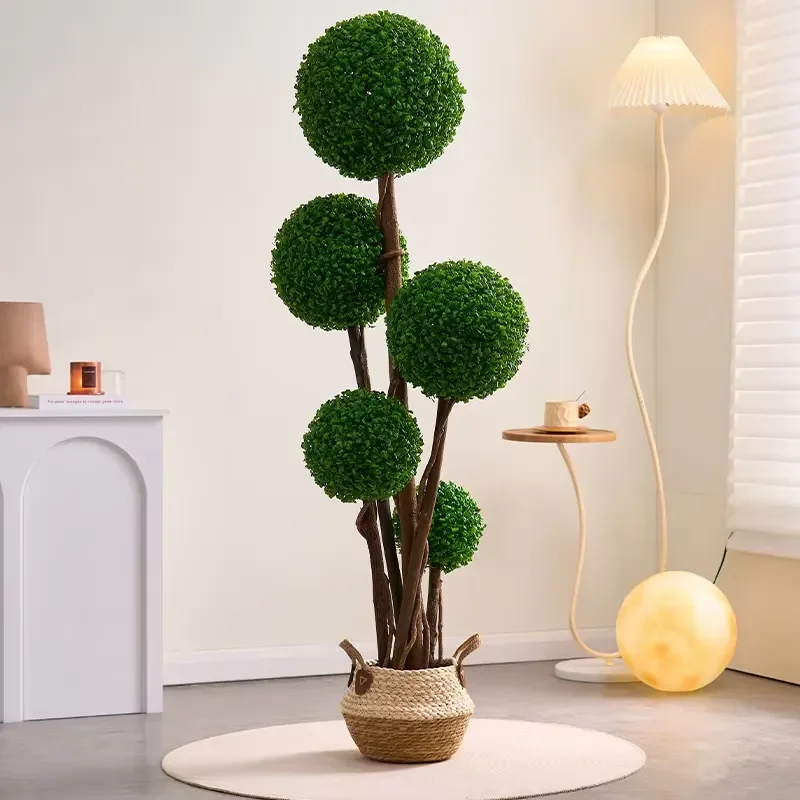120cm Artificial Green Tree Multi Ball Bionic Plant Potted Floor Standing Decoration for Living Room Home Office Interior