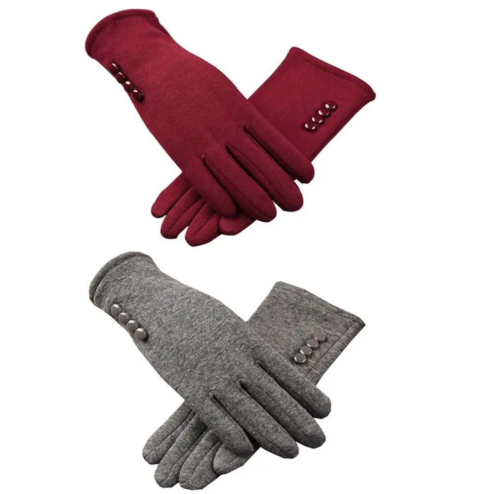 Autumn Winter Thick Full Finger Mittens Fleece Solid Color Furry Warm Mitts Women Mittens Outdoor Sport