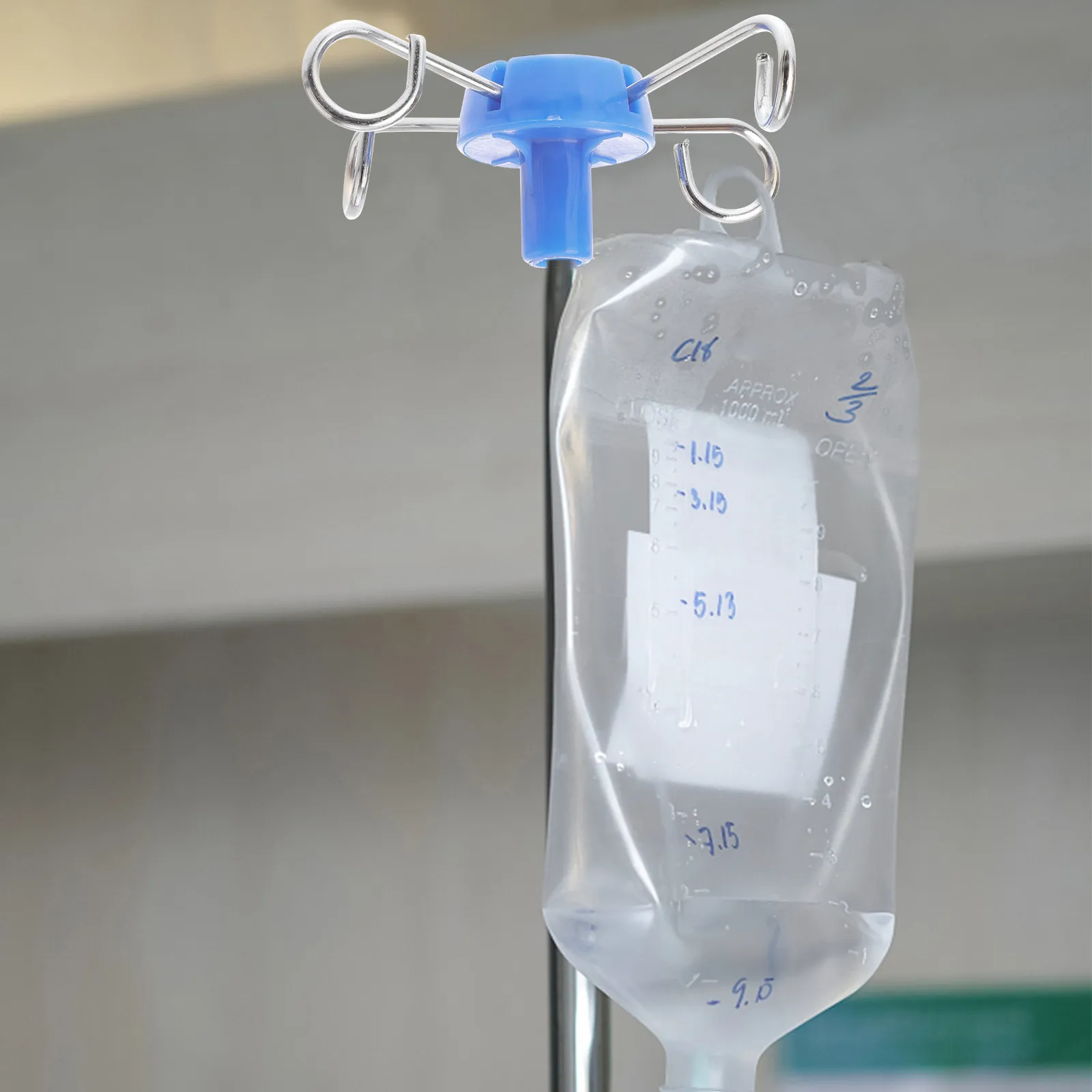 Vertical Infusion Stand Hook Stainless Steel and Plastic 4 Hook Set for Hospital Clinic Iv Poles Lightweight Portable Simple