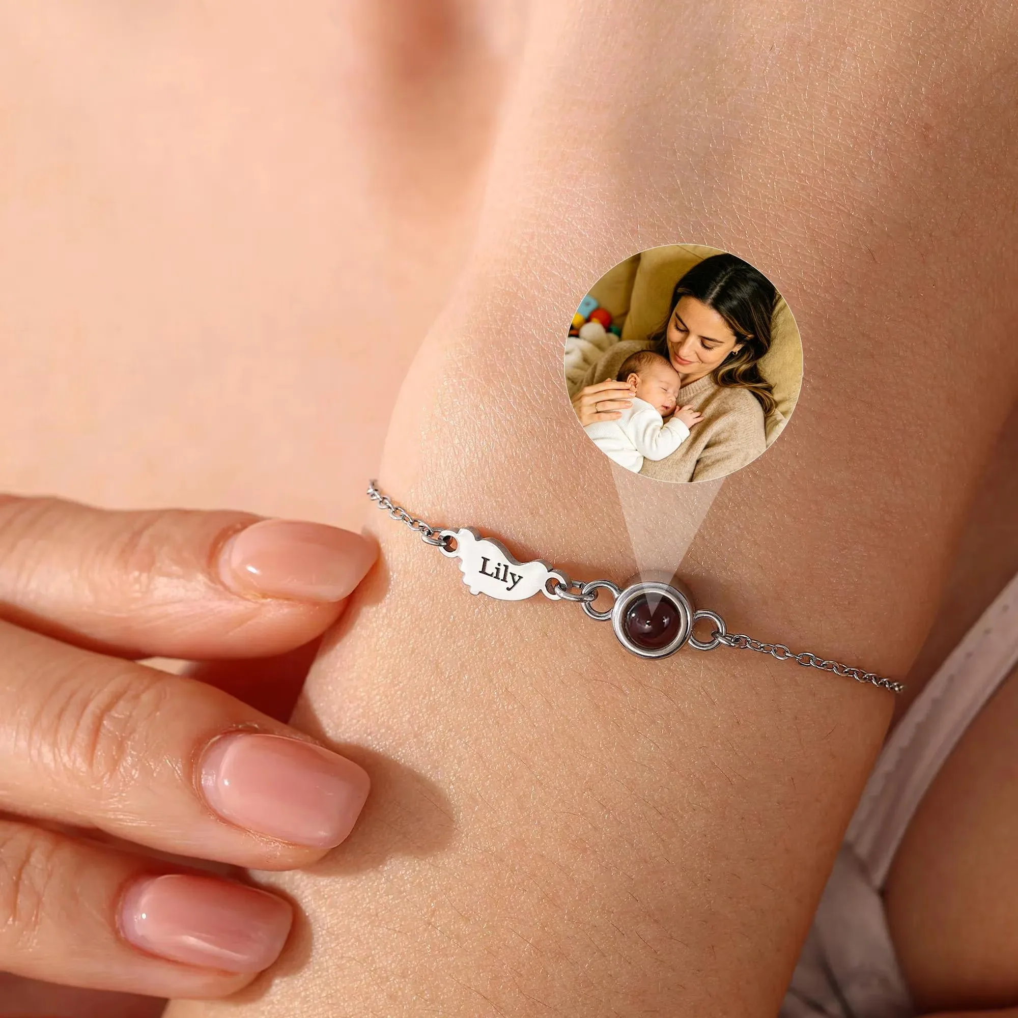 Valentine’s Day Projection Photo Bracelet Personalized Couples Photo Bracelet Custom Portrait Photo Jewelry Gift for Wife