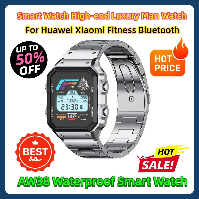 Smart Watch High-end Luxury Man Watch AW38 Waterproof For Huawei Xiaomi Fitness Bluetooth