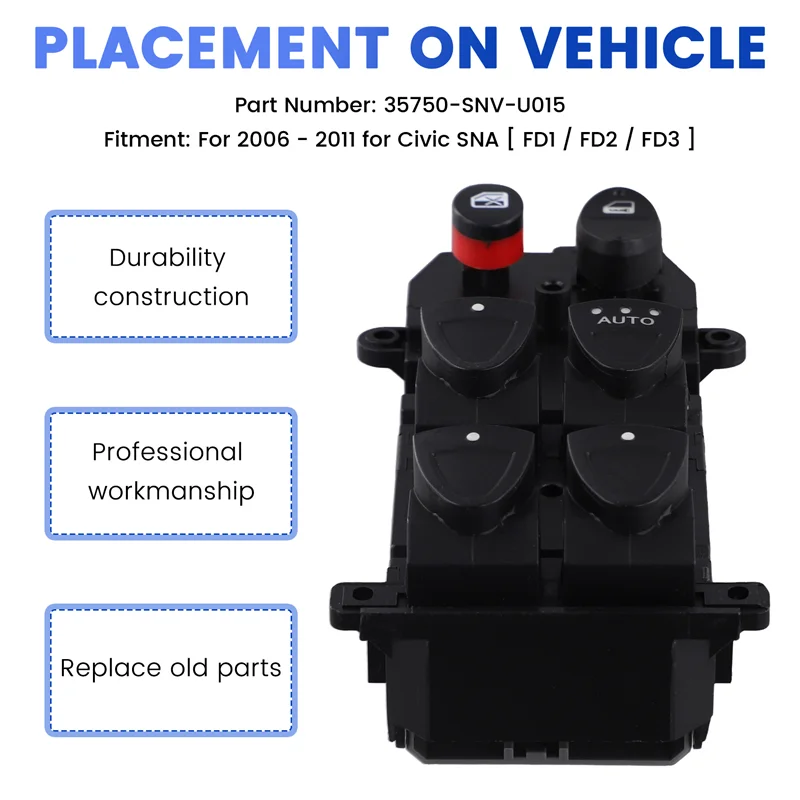 

Right Hand Drive Power Window Switch Control For Honda Civic 35750-SNV-U015 RHD