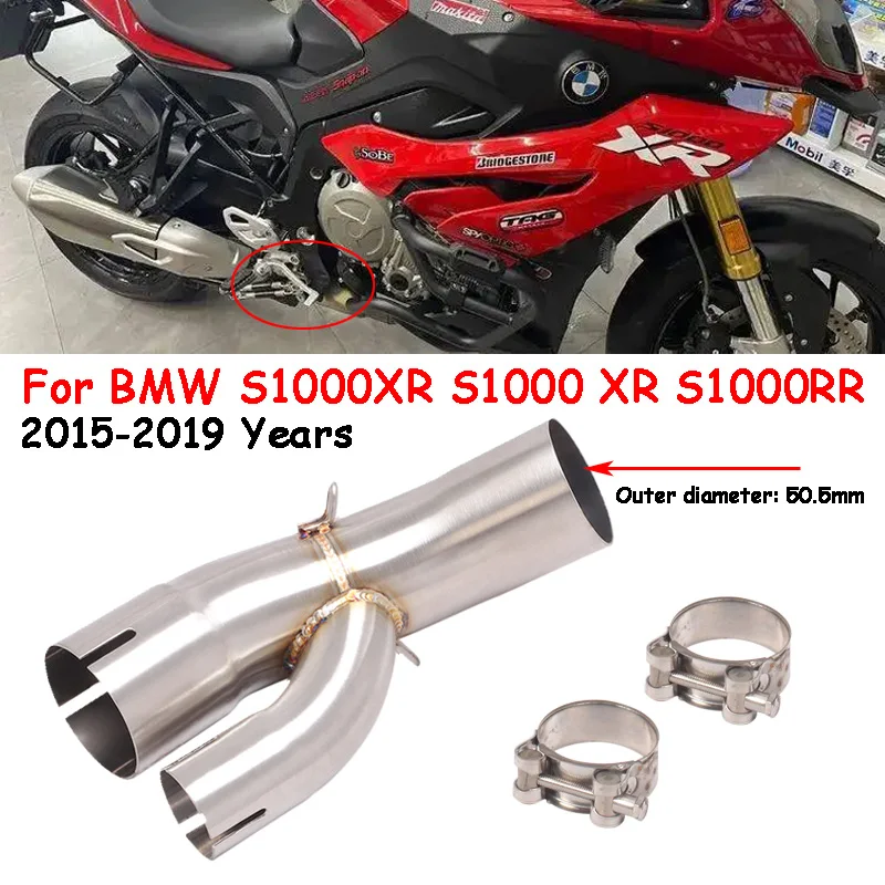 Slip On For BMW S1000XR 2015 - 2018 2019 Motorcycle Exhaust System Escape Modified Tube Middle Link Pipe Connection 51mm Muffler