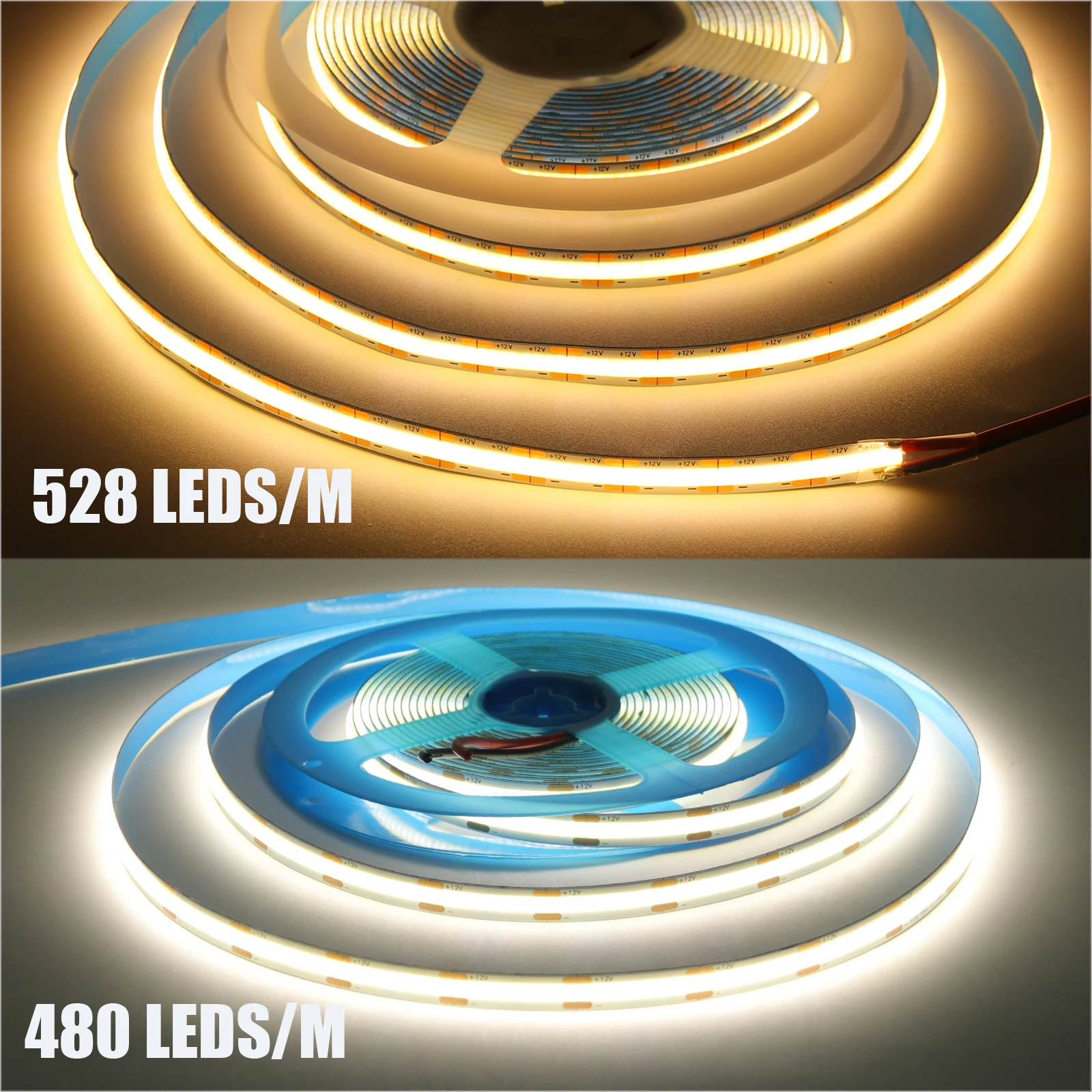 Dc 12V 24V Cob Strip Ra90 Witte 3000K 4000K 6000K Ip21 480 384 320 528Leds/M Hoge Dichtheid Flexibele Lint Touw Led Licht