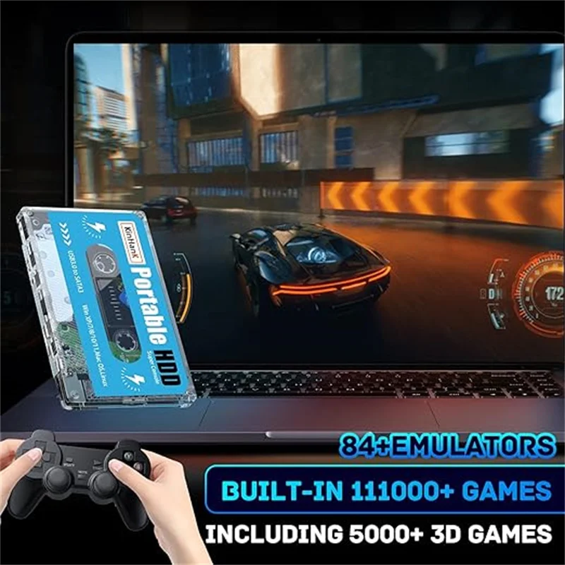 500G Portable External Hard Drive Batocera 33 With 110000+ Game Games for PS2/PS1/SS/MAME/ARCADE Emulator for Laptop/PC/Windows