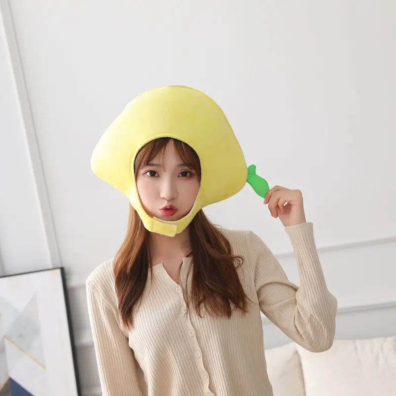 Adult Funny Party Hats Carton Plush Fruit Food Daisy Lemon Persimmon Cap Hat Children Gift Bedroom Decor Photo Prop Headdress