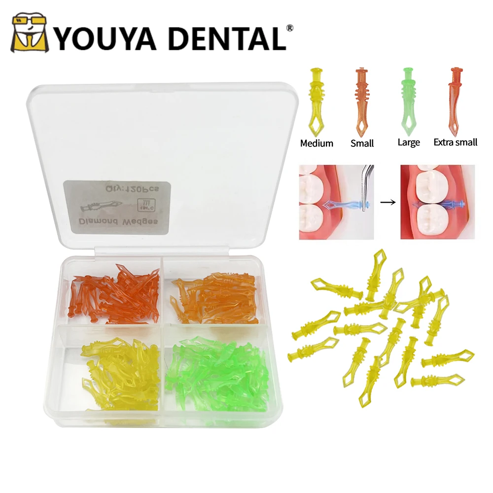 

120pcs Disposable Dental Diamond Wedges Autoclavable Tooth Gap Wedge Plastic Matrix Adaptive Dentistry Materials