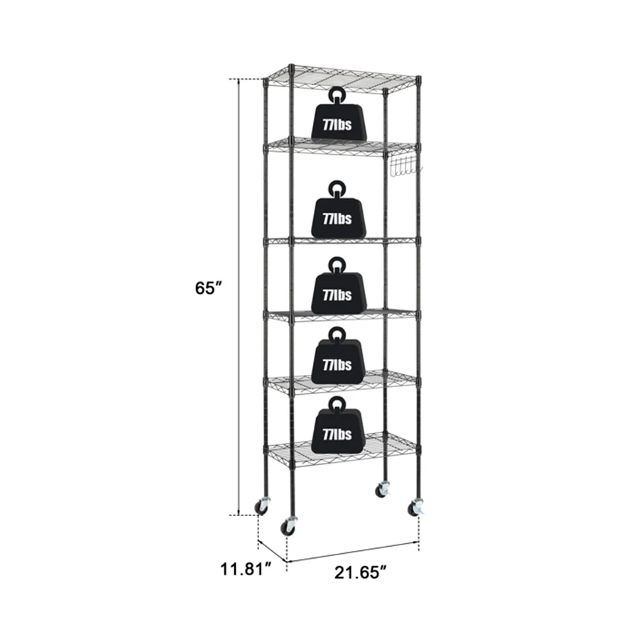 

Free Combination and Disassembly of Household Storage Rack with Adjustable Feet and Wheels Adjustable Layer Spacing Shelves