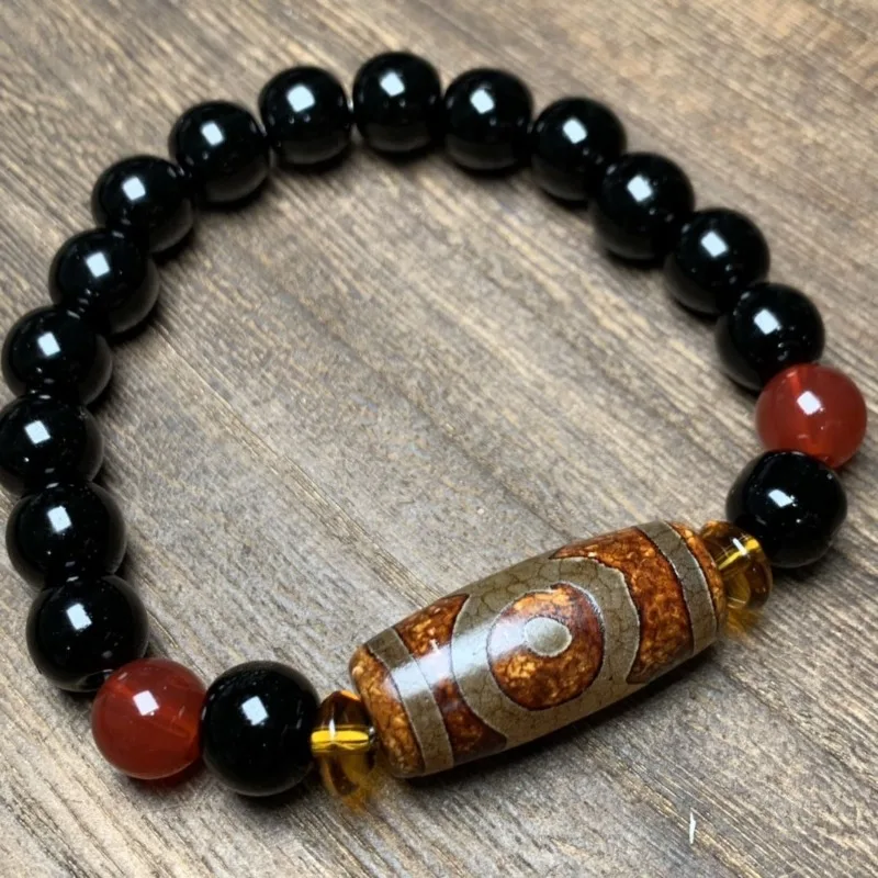 

Boutique Niche Agate Three-eye Dzi Beads Ethnic Style Bracelet, Men's and Women's Exquisite Jewelry, Fine Workmanship
