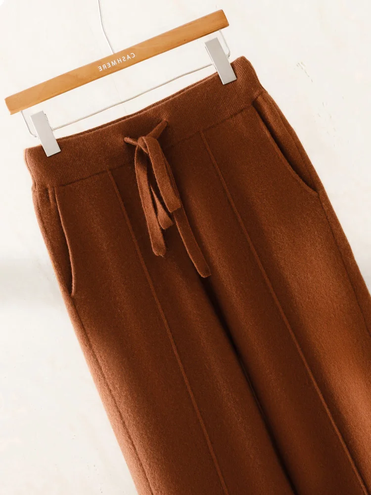 

Свободные узкие пояса, осенне-зимние однотонные деловые мужские повседневные брюки из 100% кашемира, простые теплые толстые мягкие трикотажные штаны