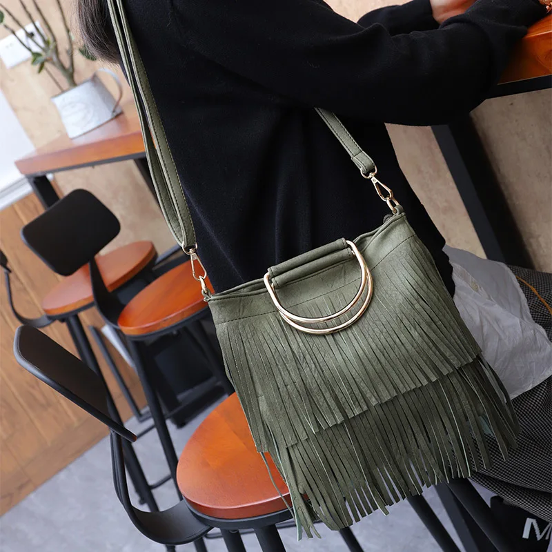 Women Fringe Tassel Crossbody Bag Ladies Leather Shoulder Bags 2024 Summer Woman Hobo Retro Handbag Bolsa Feminina Tote Bag Sac