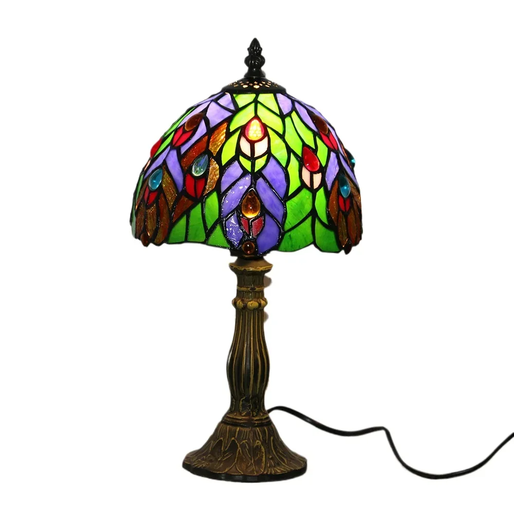 

8 inch 20cm Stained Glass Shade Tiffany Vintage Desk Lamp