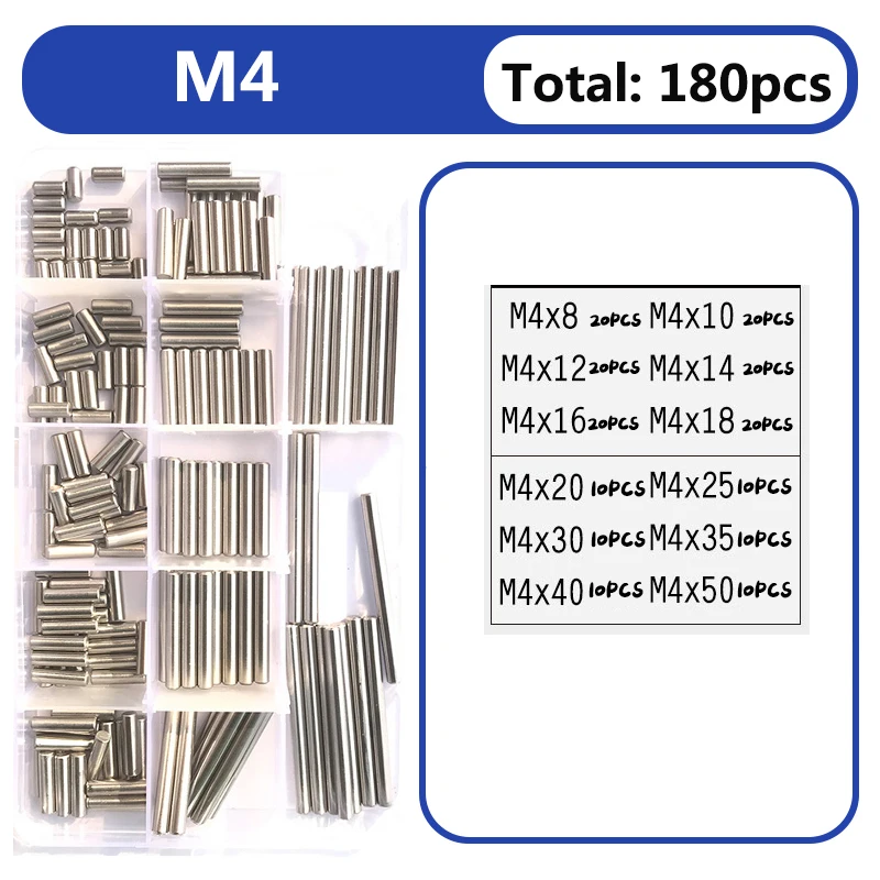 Zylinderstift M1,5 M2 M2,5 M3 M4 M5 M6 M8 Metalldübelstifte Edelstahl Ortungsdübel Set Massiver Zylindersicherungsstift GB119 – Detail 7