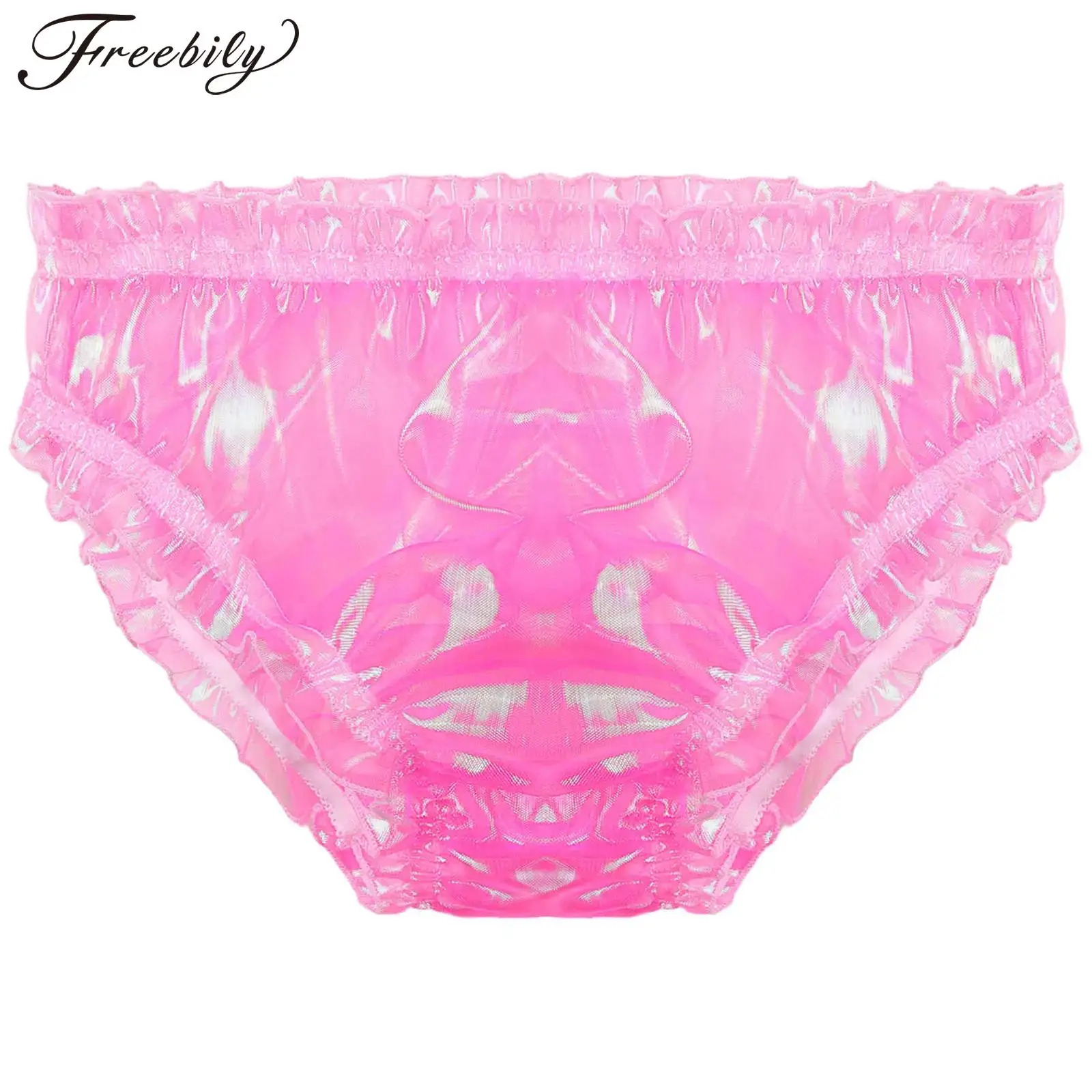 

Мужское нижнее белье Sissy, мужское нижнее белье из глянцевой органзы, трансгендерное мужское нижнее белье с рюшами, милые трусики, клубная одежда