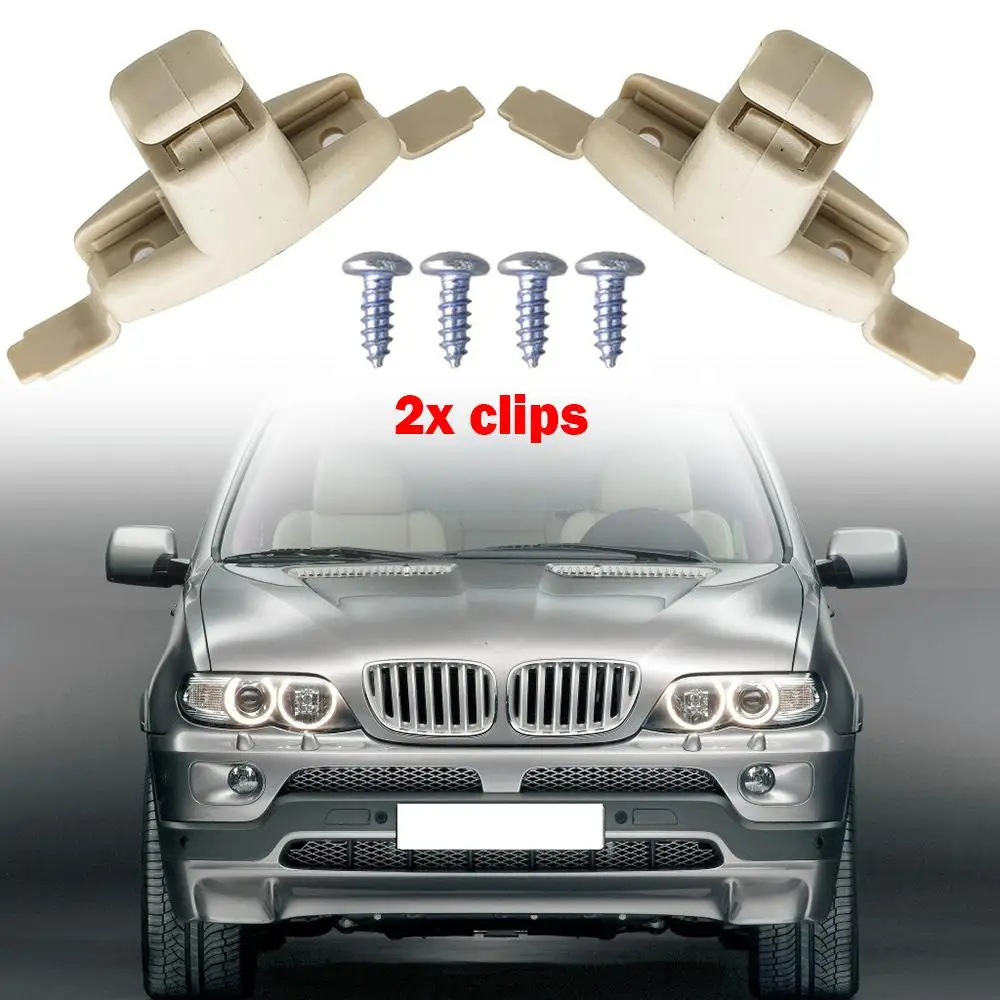 2pc For Bmw 3 5 7 Series M3 E46 E38 E39 X5 E53 51168174715 51168243575 Car Beige Sun Visor Clip Mirror Holder Bracket Hanger