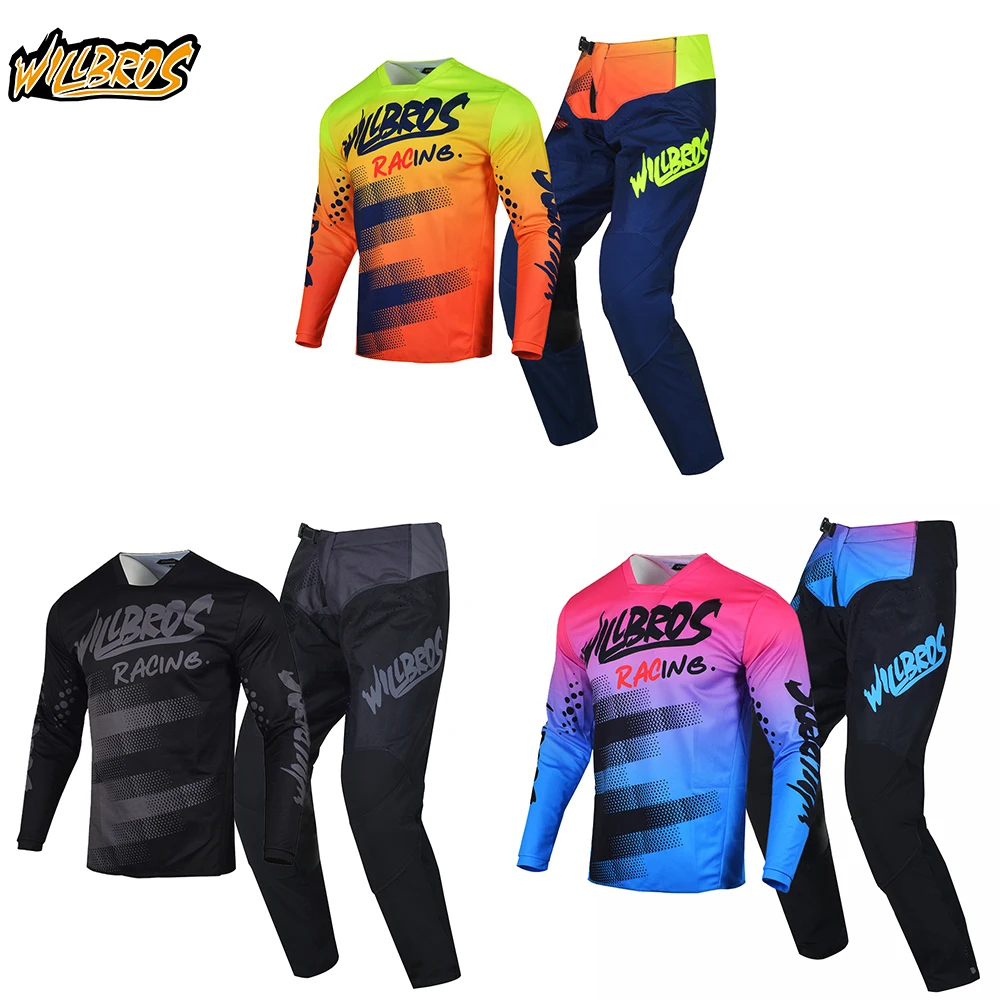 

Willbros Jersey and Pants Combo Racing Gear Set MTB MX ATV Mountain Bike Offroad Kits Downhill Motorbike Suit