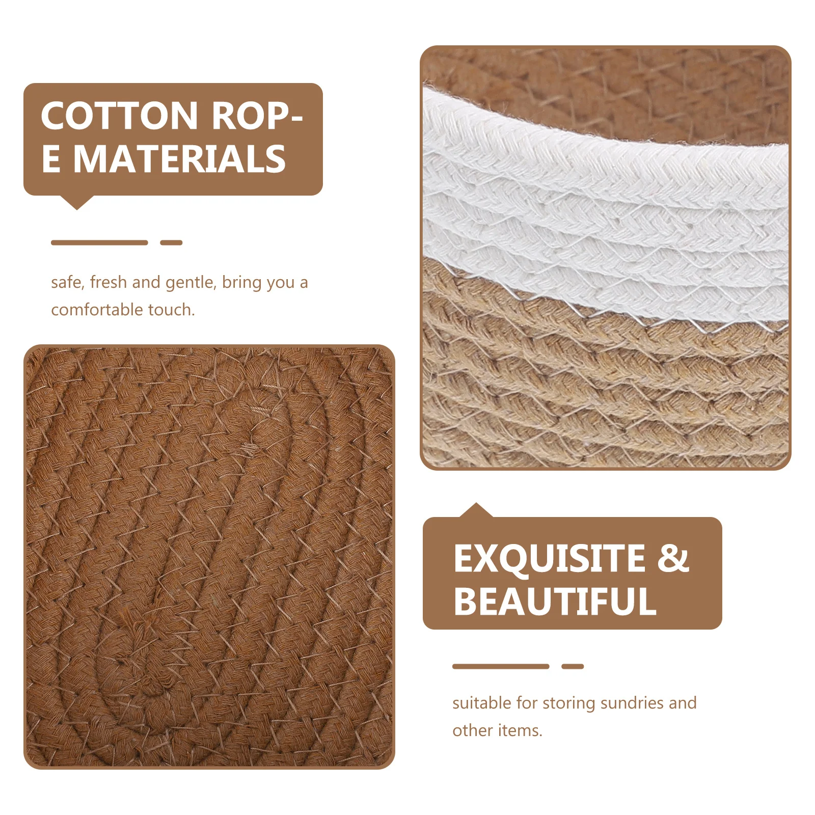 

2Pcs Woven Storage Basket Cotton Rope Storage Basket Desktop Organizer Sundries Holder Decorative Container Home Supplies