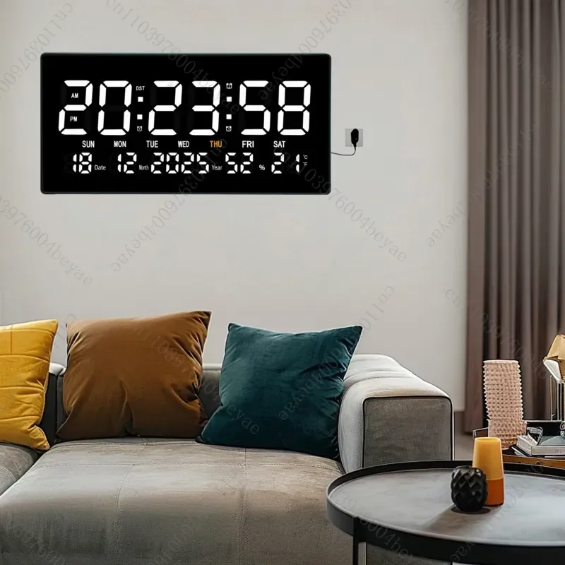 LED light perpetual calendar electronic clock office smart large screen digital wall clock multi-function desktop luminous