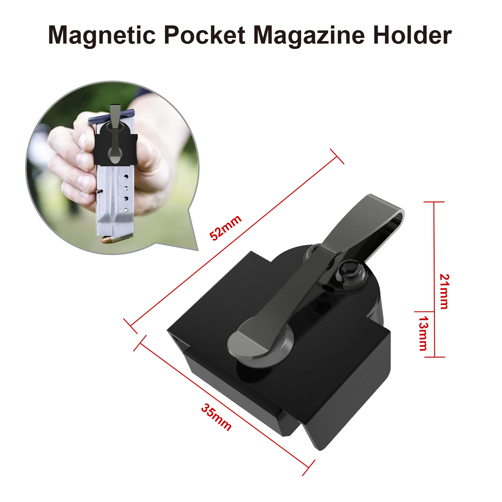 Pocket Mag Holder Heavy Duty Magnetic Pocket Mag Holder Magnet Mount Speed Holster for All 9MM Handguns Mag