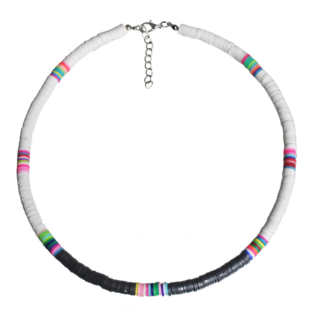 Zachte klei ronde stuk ketting vrouw strand vrije tijd gepersonaliseerde ketting wit zwart 6 mm lichtgewicht duurzaam hanger klei statement