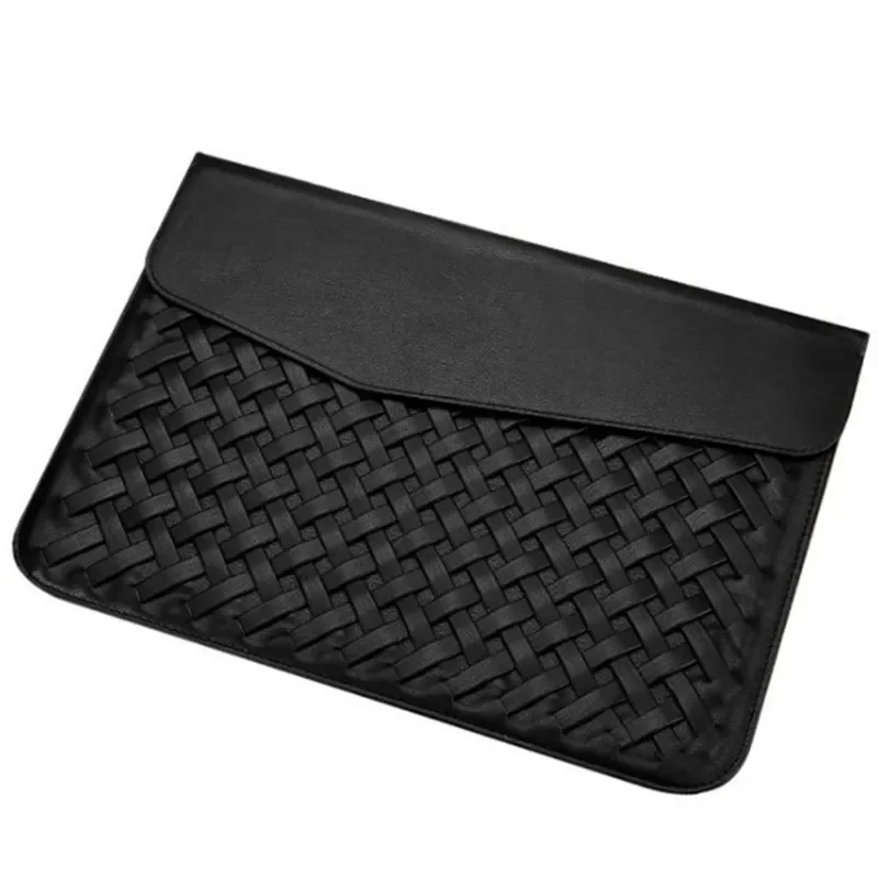 Business Waterproof Laptop Tablet Computer Bags General Hand Weave PU Soft Leather Protective Case Clutch PC Liner Dust Cover