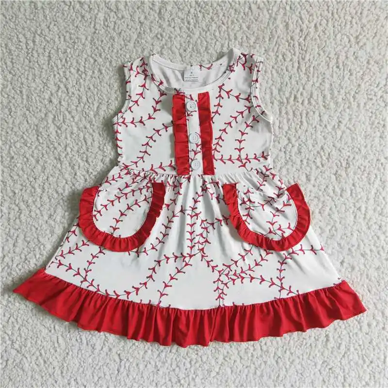 Z905-15 Wholesale Girls Summer Sleeveless Suspender Dress Multi-Element With Pockets Pattern Print Bright Colors