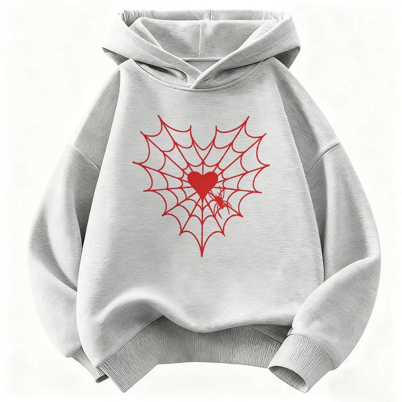 Girls' Spring Hooded Sweatshirt Casual Cartoon Pattern Love Design Children's Sweatshirt Cute Hoody for Boys Girls Hoodies