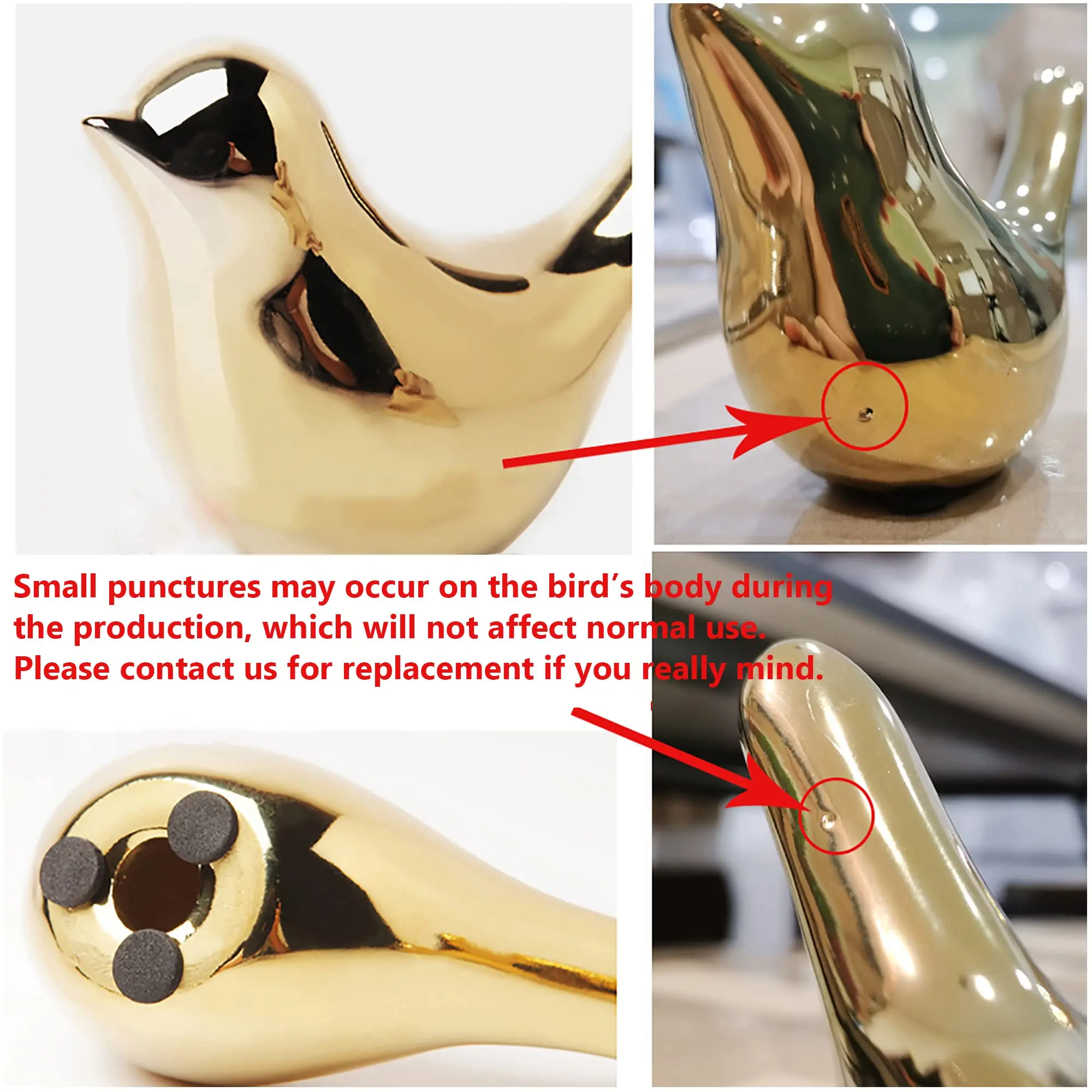 Golden Bird Figurines Modern Ceramic Bird Statues Animal Sculpture Home Decor Crafts  for Living Room, Bedroom, Office Desktop