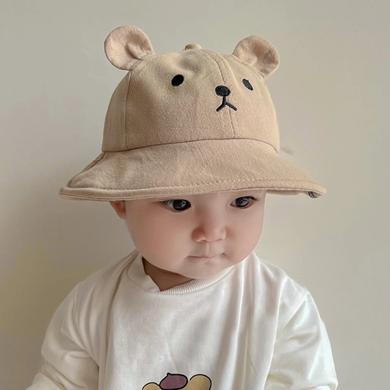 Cartoon Baby Hats for Girls Cute Bear with Ears Hat Baby Infant Fisherman Cap Children Bucket Hats for Toddler Newborn Hats Kids