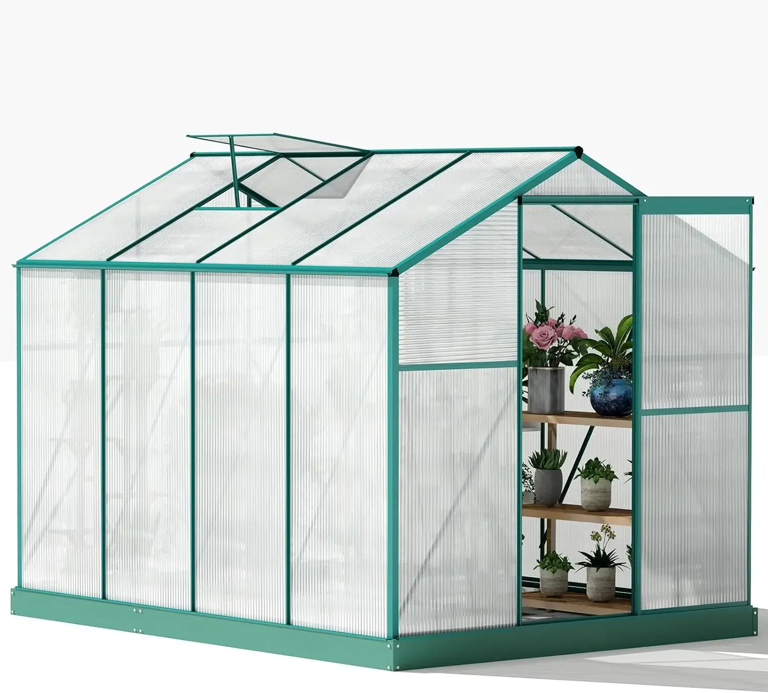 

Greenhouse Polycarbonate 6x8ft Green Houses for Outside Outdoors Garden Walk in Heavy Duty Greenhouse Kit with Aluminum Frame