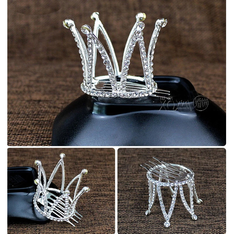 Mini Round Crystal Rhinestone Tiaras and Crowns Pageant Prom Princess Comb Tiara Crown Wedding Hair Accessories for Women