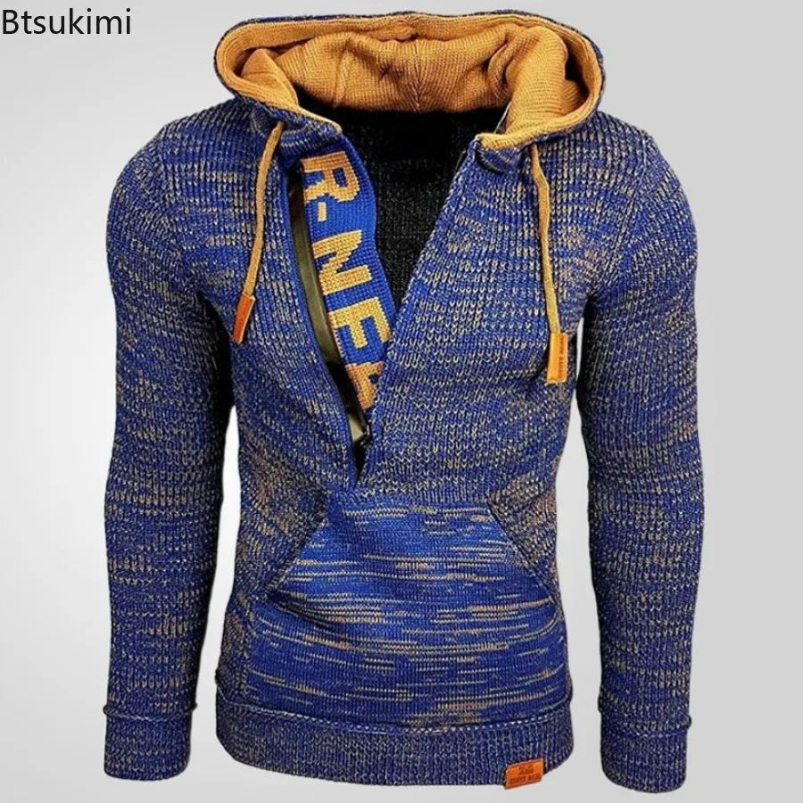 2025 Autumn Winter Men's Hooded Sweaters Warm Slim High Neck Sweater Long-sleeved Shirt Male Knitwear Mens Clothes Tops S-4XL - Image 4