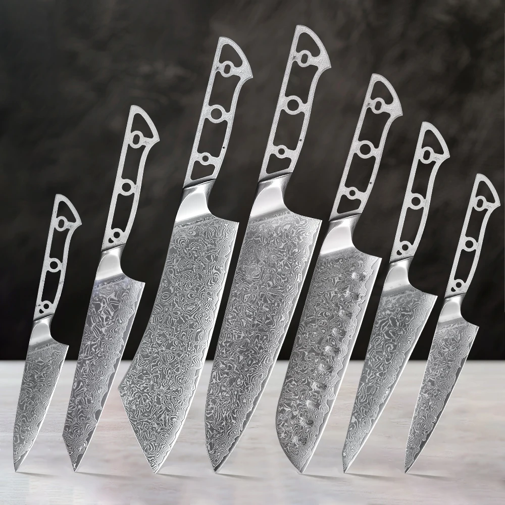 TURWHO DIY Küchenmesser Rohklingen 67-Lagen Damaszener Stahl Japanisches Kochmesser Santoku Kiritsuke Metzgermesser Allzweckmesser Teile