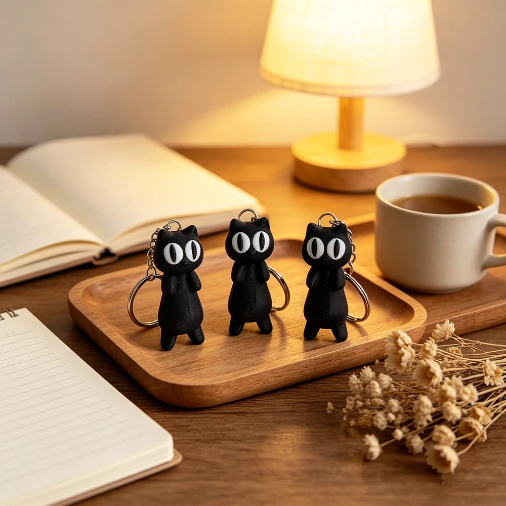 3d Printing Cute Big Eyed Cat Keychain Fantasy Theme Design, Movable Backpack Pendant, Mobile Phone, Car, Etc