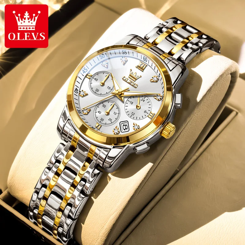 OLEVS Watch 2858 New Women's Quartz Watch Fashion Classic Waterproof Luminous Date Chronograph Luxury Brand Original Women Watch