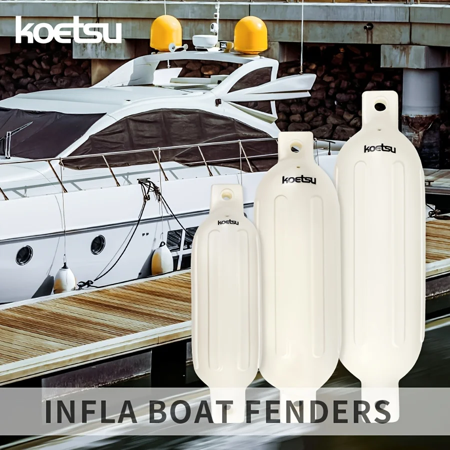 KOETSU Schlauchboot-Kotflügel, 2er-Pack/4er-Pack, universelle PVC-Marine-Stoßstangen mit Rippen und Linien, inklusive tragbarer Luftpumpe – Detail 1