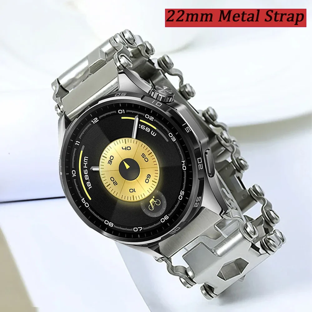 For Huawei Watch 5 GT7-6-5-4 46mm GT Runner 2 Ultimate 2 Multifunctional 22mm Metal Strap Outdoor Band Redmi Watch 5 Active/Lite