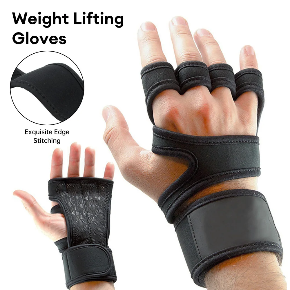 1 Pair Weightlifting Training Gloves Men Women Fitness Sports Body Building Gymnastics Gym Wrist Support Palm Protector Gloves