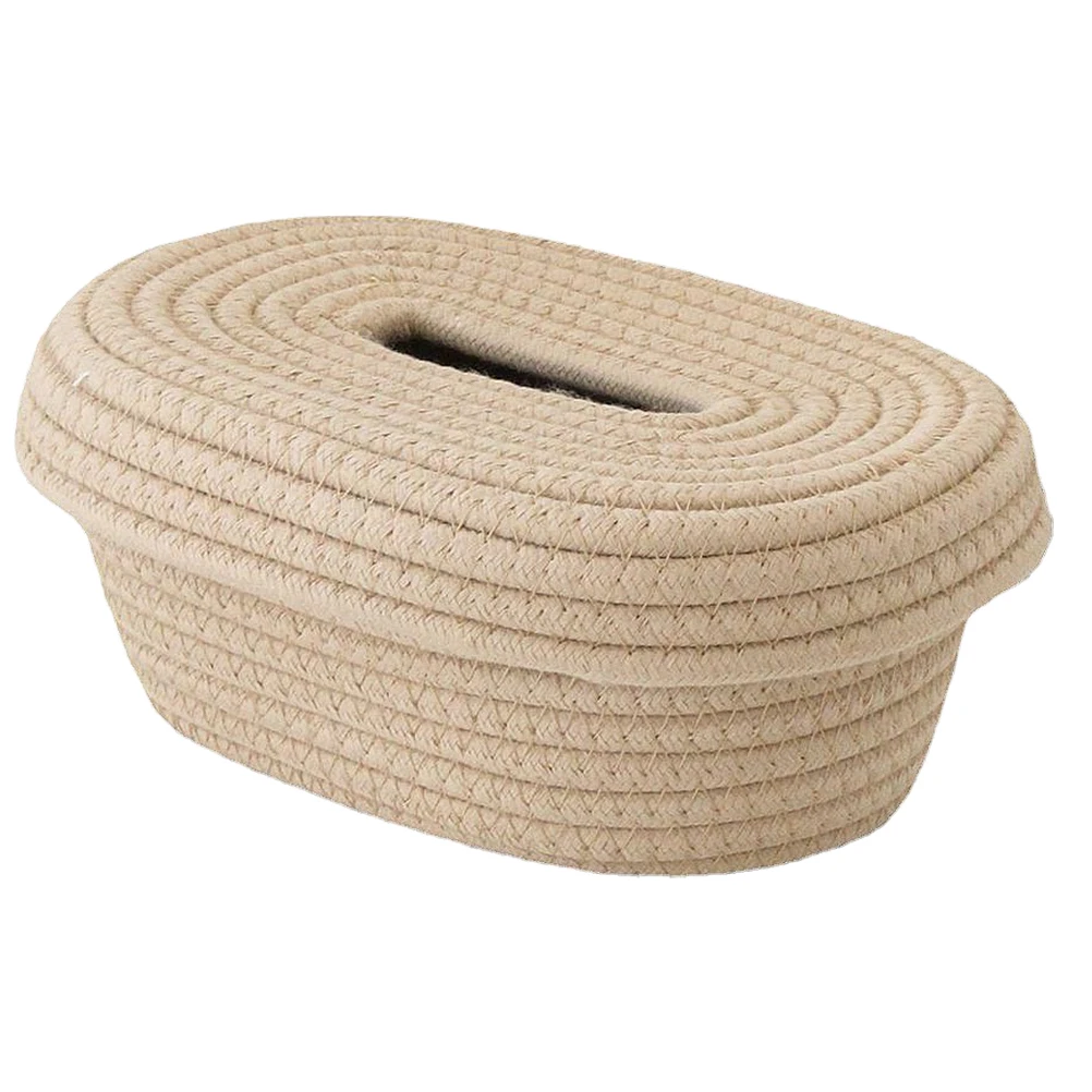 

Cotton Woven Tissue Box Yellow Paper Napkin Storage Holder Japanese Style Desk Decorative Container Large Capacity