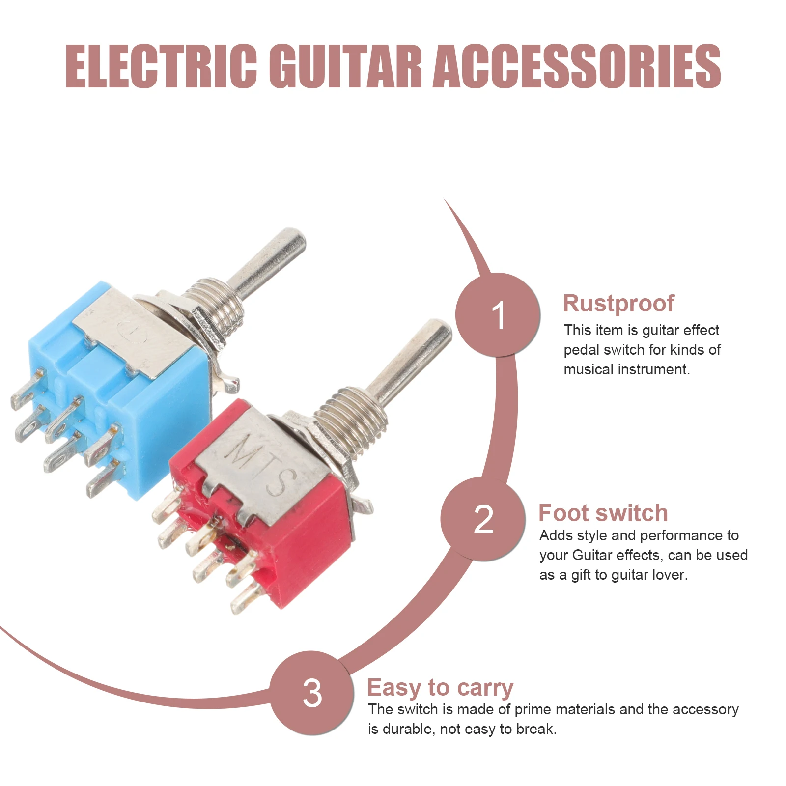 

4Pcs Mini Toggle Footswitch Guitar Effect Pedal Metal Durable Replacement for Guitar Bass Amplifier Accessory Mini Toggle