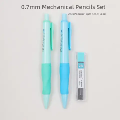 2 st. mekaniska pennor med blyertsstift 2,0/0,7/0,5 mm utdragbara, icke-vässande pennor 6 best sales icke-vässande penna - №1