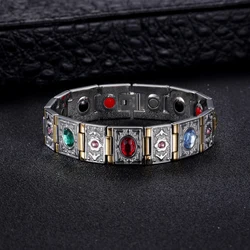 WelMag Fashion Stainless Steel Bracelet With Magnetic Bracelets For Men Germanium Bangle 4in1 Health Care Women Girls Jewelry