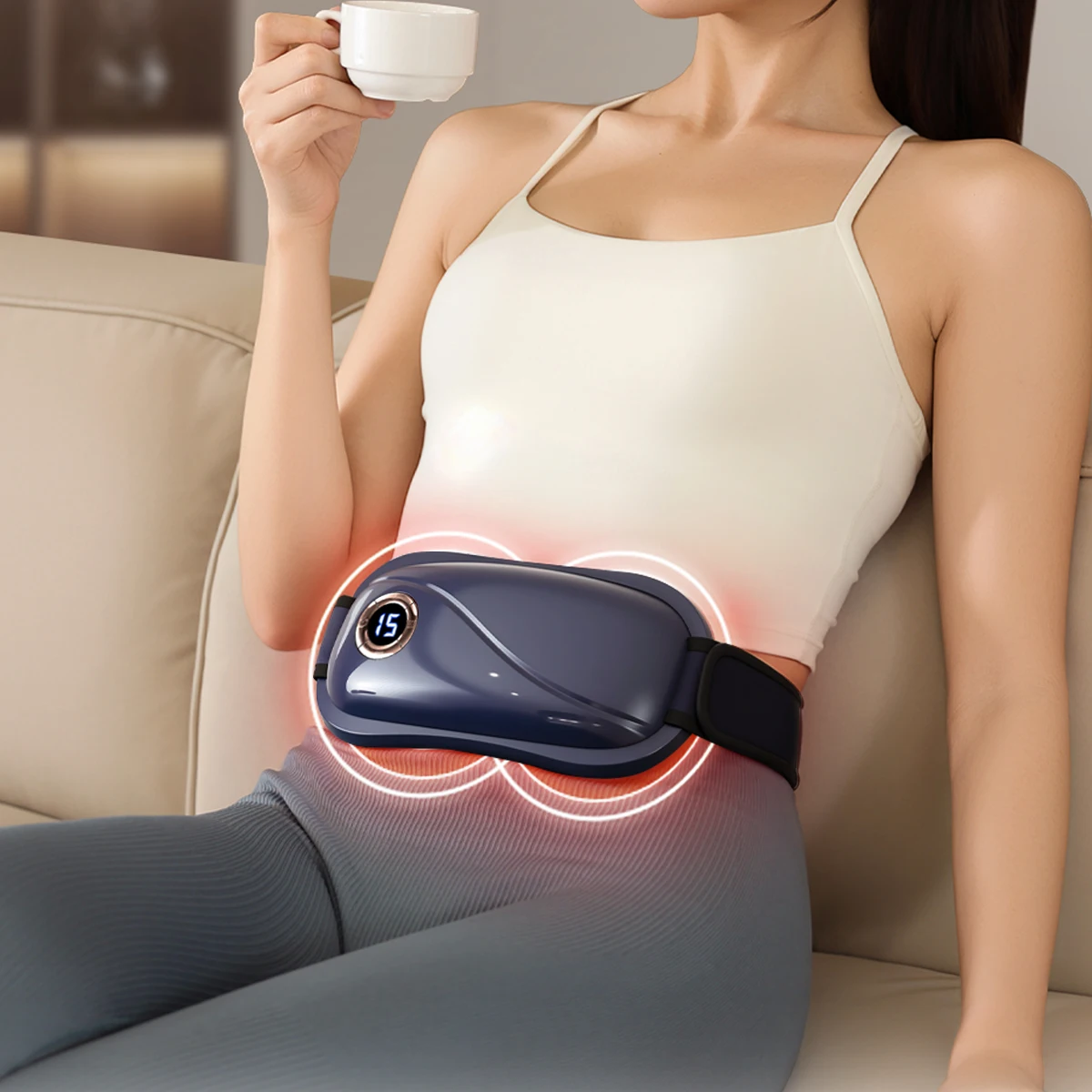 

USB rechargeable abdominal strap, abdominal massager, fat slinger, waist massager, perfect for office/sports use and couple gift