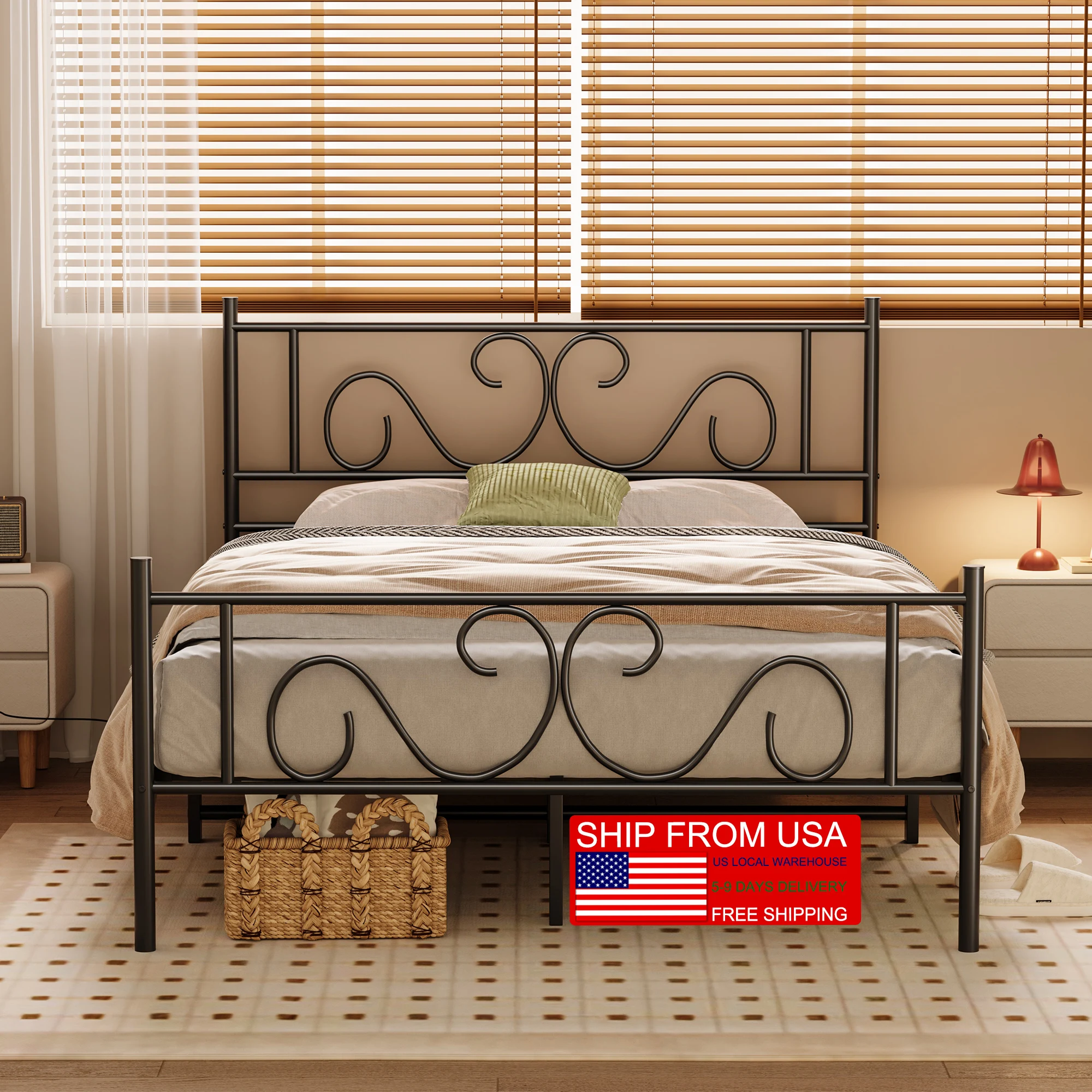 모던 메탈 플랫폼 침대 프레임 이미지