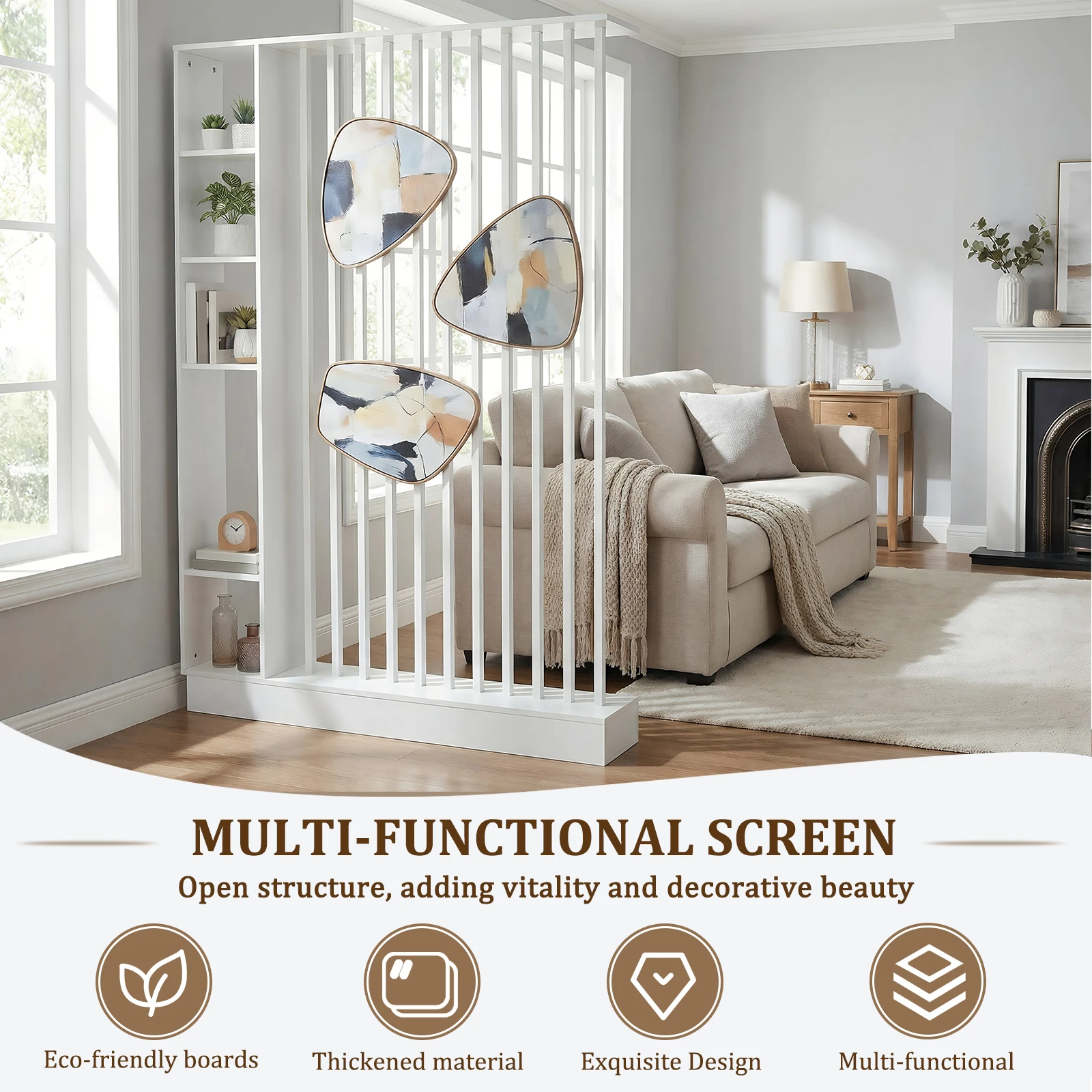 

Entrance Hall Partition Screen with Storage Shelves Freestanding Partition Screen for Bedroom Home Office Teahouse Decoration