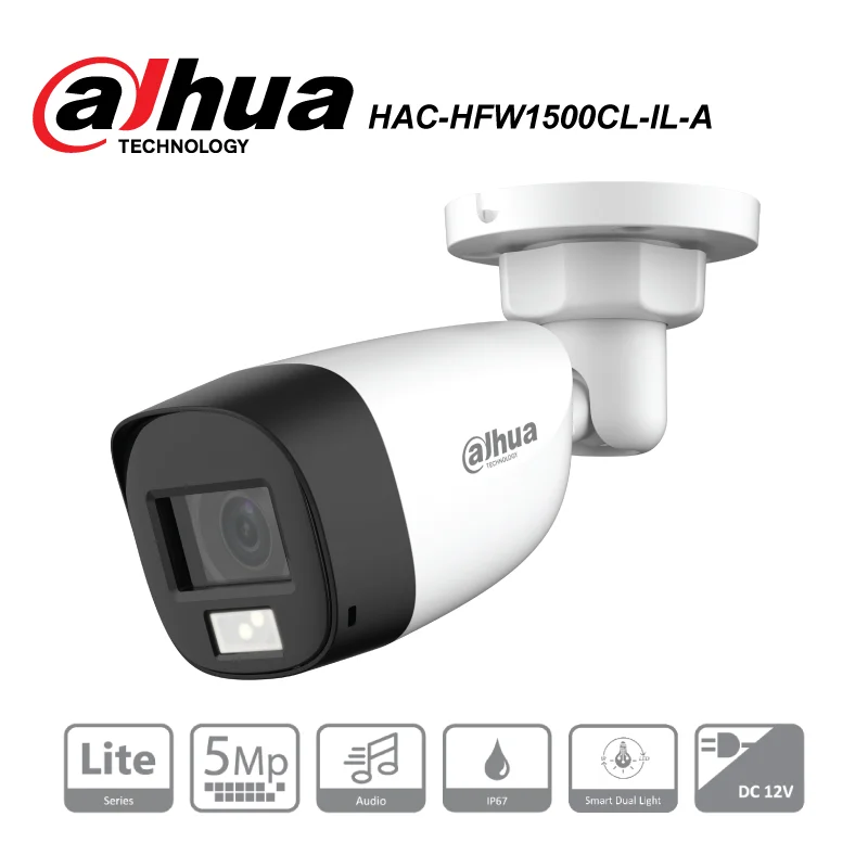 داهوا CCTV HAC-HFW1500CL-IL-A 5MP ذكي مزدوج الضوء HDCVI كاميرا رصاصة بؤرية ثابتة عالية الوضوح