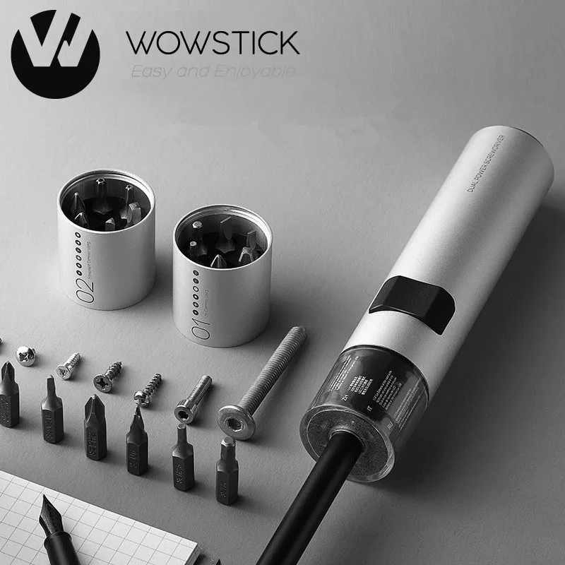 Wowstick 12 in 1 Dual Power Lithium-Elektrische Schraubendreher 3LED Lichter Wiederaufladbare Schraube Fahrer Kit Magnetische Saug Eine Taste