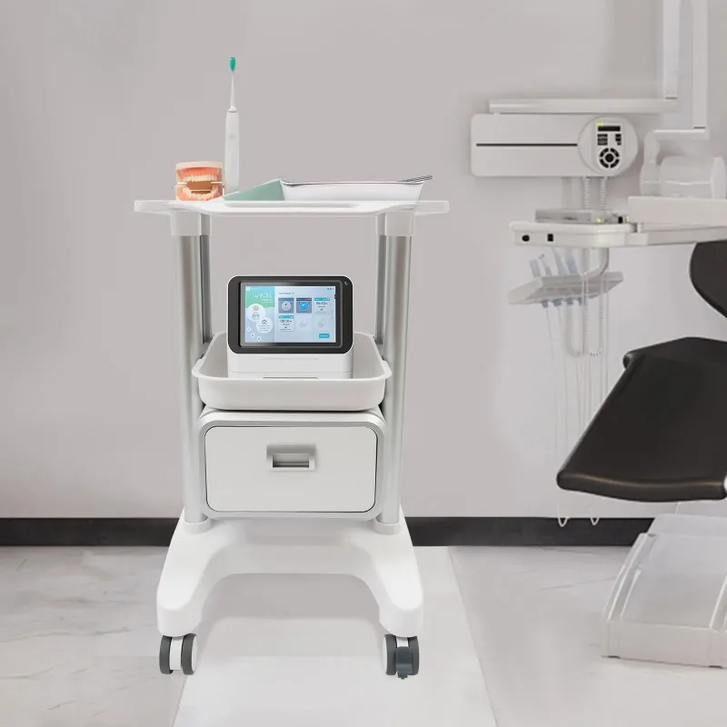 2 Tiers Removable Beauty Instrumen Lab Carts Utility Cart Mobile Medical W/h ABS Material Rolling Cart Clinic Salon Trolley