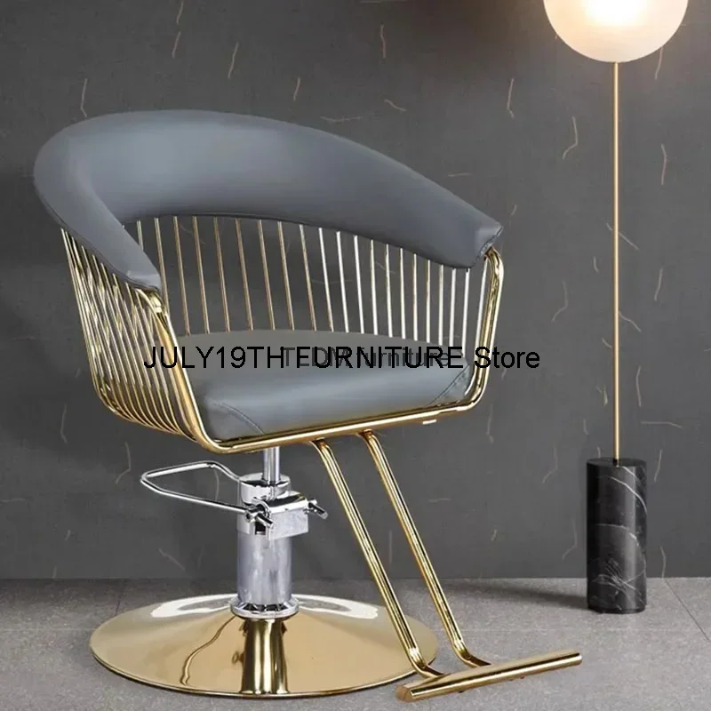 

Luxury Gold Salon Chair Barbershop Portable Barber Beauty Salon Chair Swivel Equipment Cadeira De Barbeiro Commercial Furniture